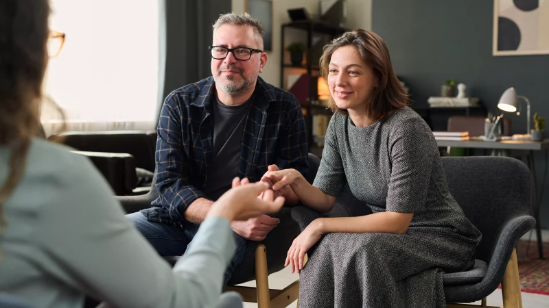 Couple listening in therapy