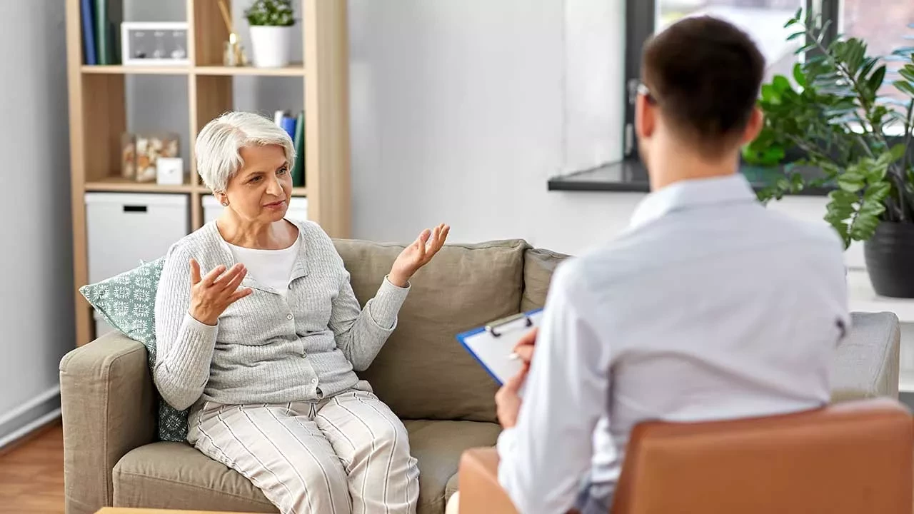 Older client during a therapy session