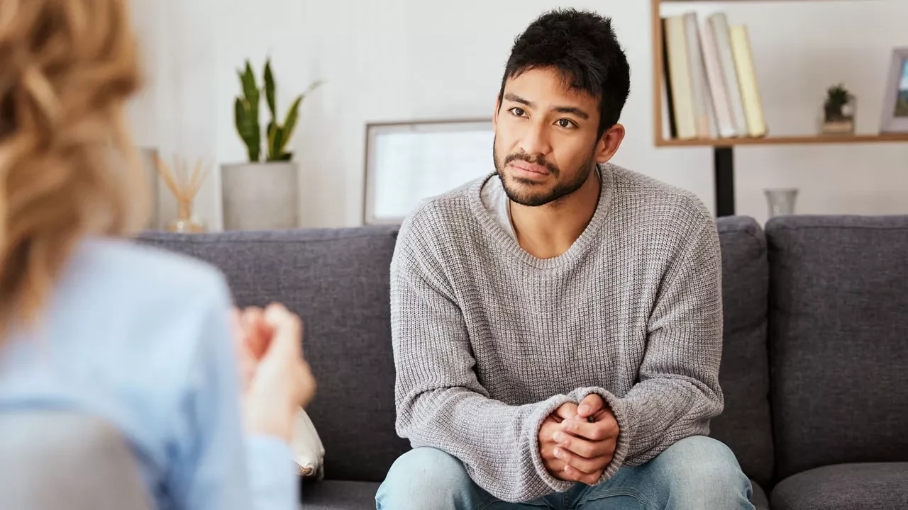 Young man having a therapeutic session