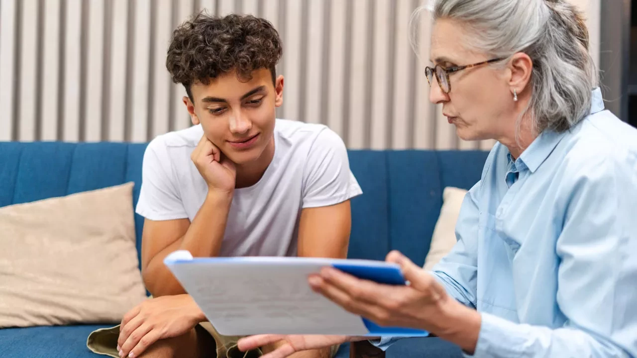 Young man talking to a therapist
