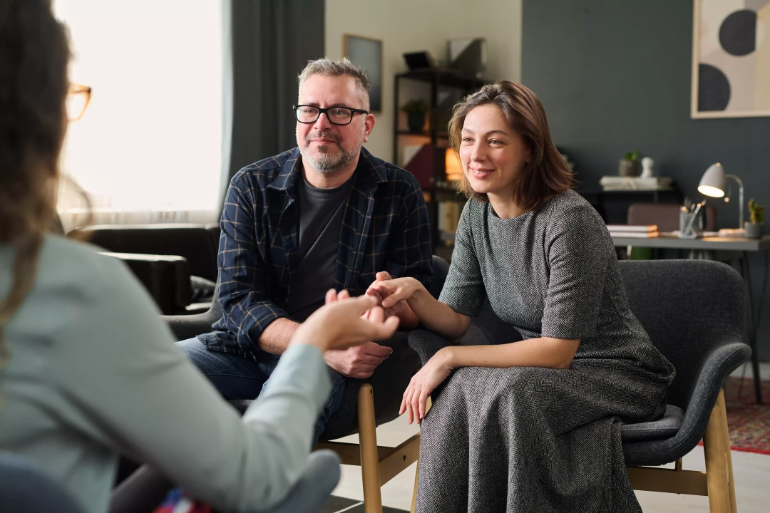 Couple listening in therapy