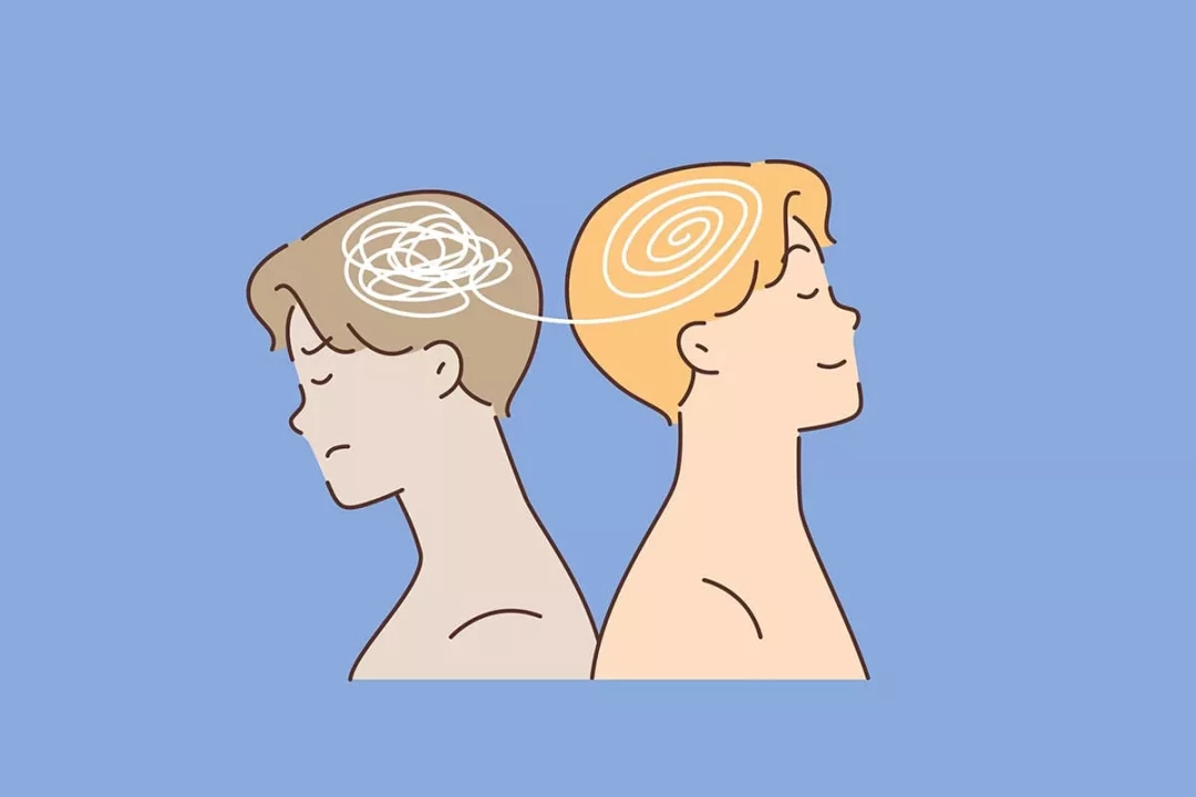  illustration of a squiggly lines within a brain vs organized lines within a brain