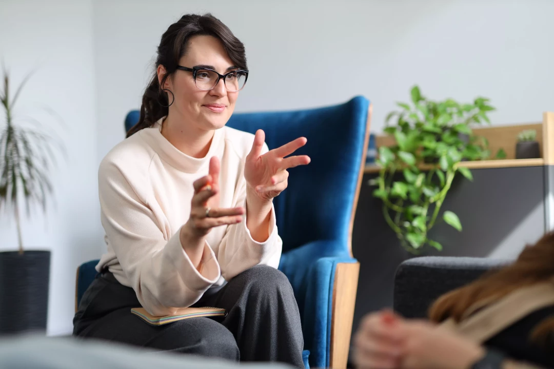 Therapist engaged with client